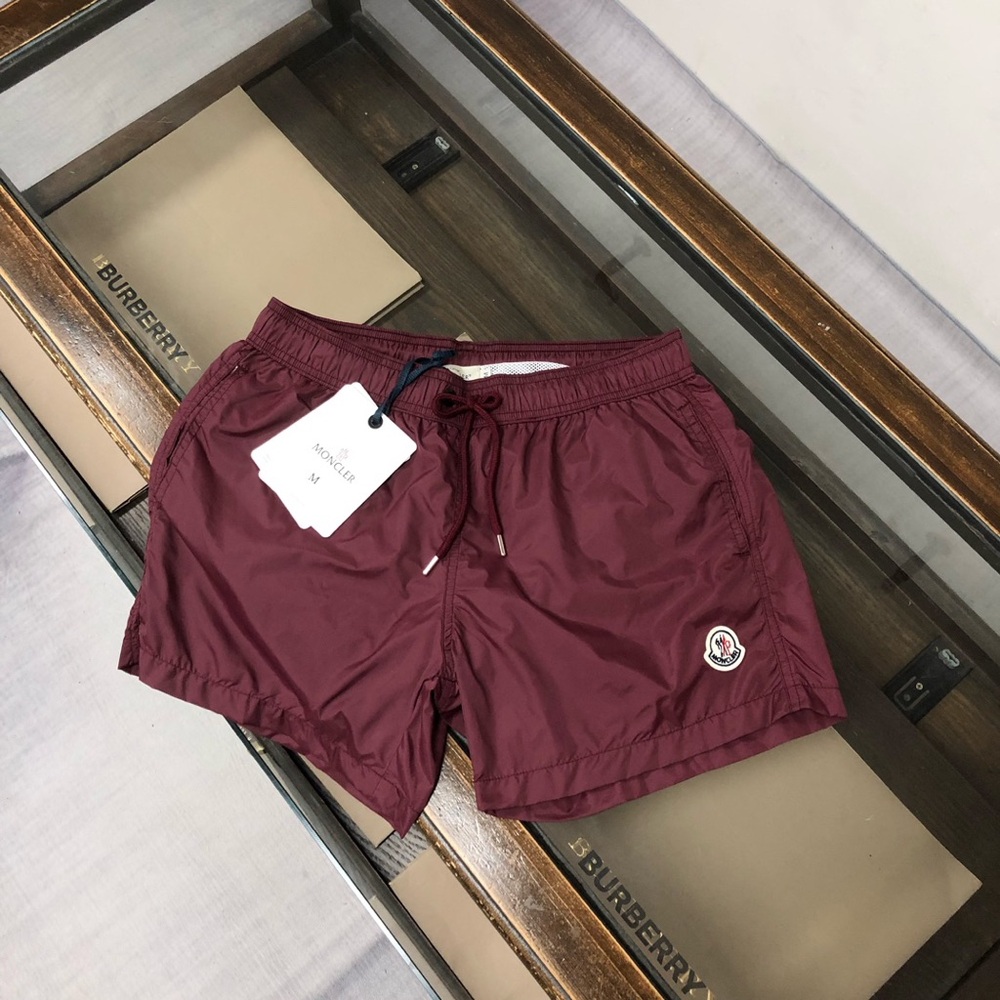 Moncler Men's Burgundy Athletic Swim Shorts